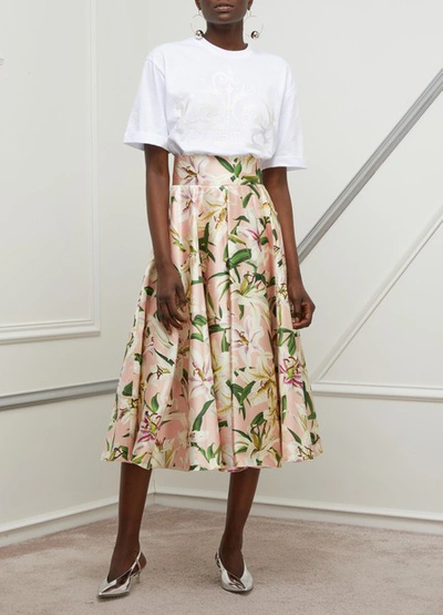 Shop Dolce & Gabbana Silk Midi-skirt In Rosa