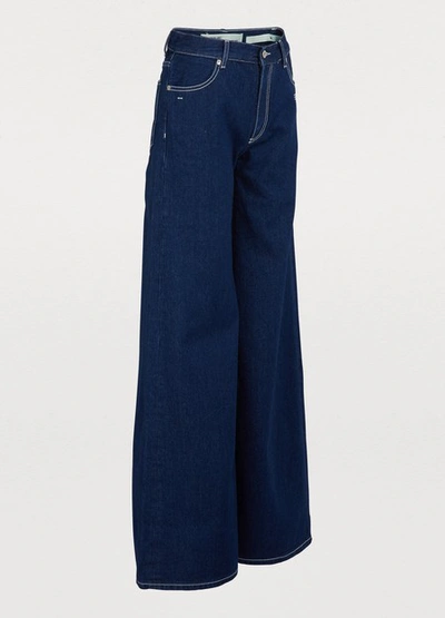 Shop Off-white Wide-leg Jeans In Dark Blue