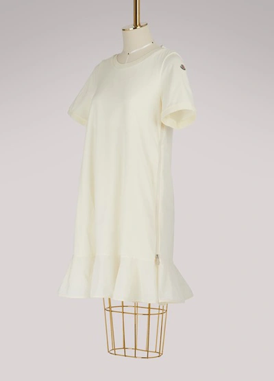 Shop Moncler Ruffled Dress In Off-white