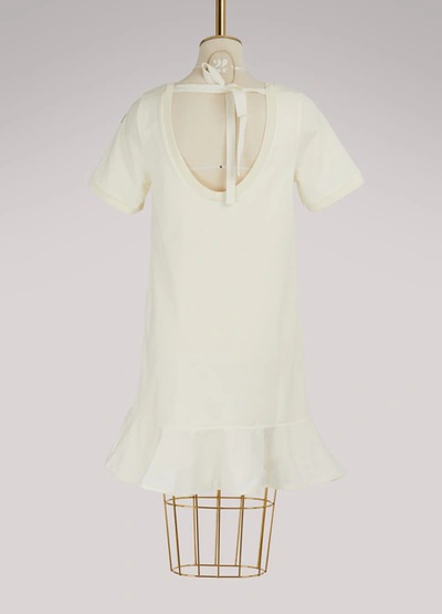 Shop Moncler Ruffled Dress In Off-white