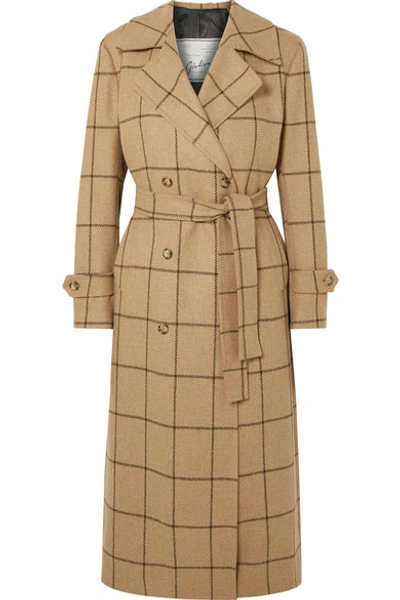 Shop Giuliva Heritage Collection Christie Checked Merino Wool Coat In Sand