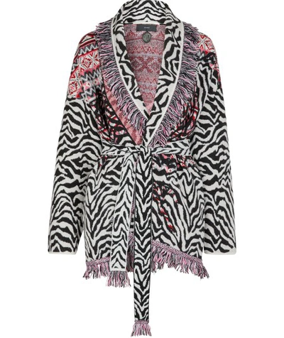 Shop Alanui Wool-cashmere Blend Cardigan In Multicolor