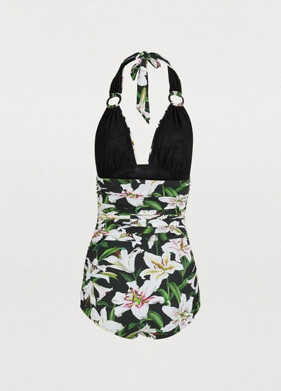 Shop Dolce & Gabbana Printed Swim Suit In Gligli Fdo.nero