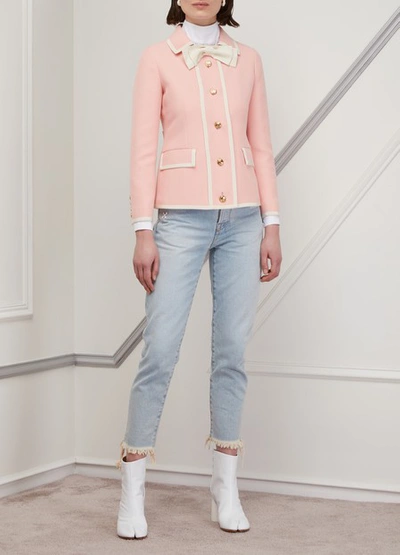 Gucci Cady Crepe Wool-silk Jacket In Pink