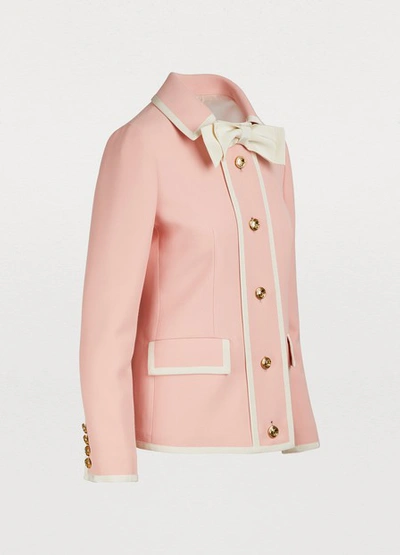 Gucci Cady Crepe Wool-silk Jacket In Pink