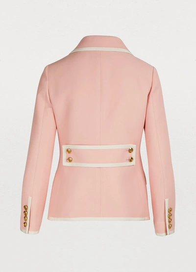 Gucci Cady Crepe Wool-silk Jacket In Pink