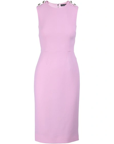 Shop Dolce & Gabbana Wool Dress In Light Pill Rose