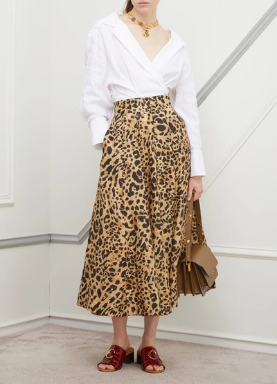 Shop Zimmermann Veneto Linen Skirt In Brown