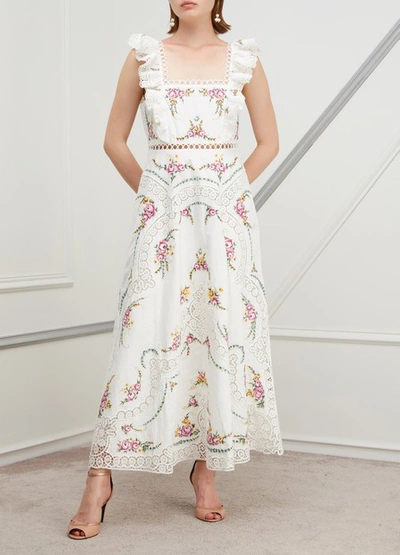 Shop Zimmermann Allia Linen-blend Dress In Ivory