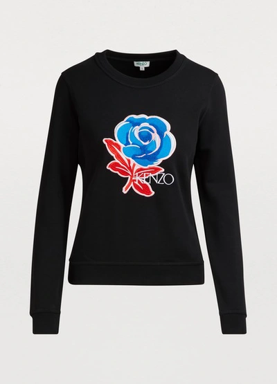 Shop Kenzo Flower Print Sweatshirt In Black