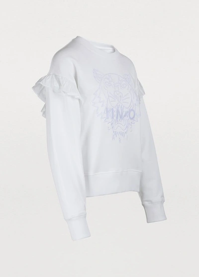 Shop Kenzo Tiger Ruffled Sweatshirt In White