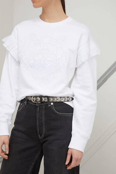 Shop Kenzo Tiger Ruffled Sweatshirt In White