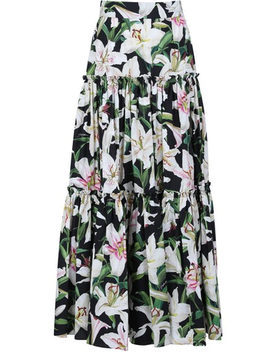 Shop Dolce & Gabbana Long Floral Print Skirt In Nero