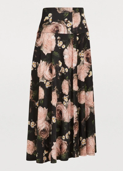Shop Erdem Elvin Skirt In Black/pink