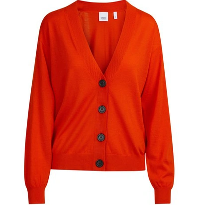 Shop Burberry Dornoch Cardigan In Vermillion