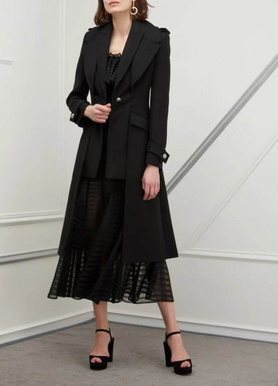 Shop Alexander Mcqueen Wool Drape Coat In 1000 Black