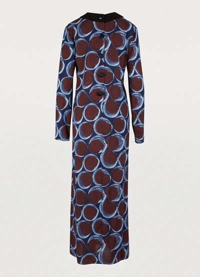 Shop Marni Long-sleeved Long Dress In Light Navy