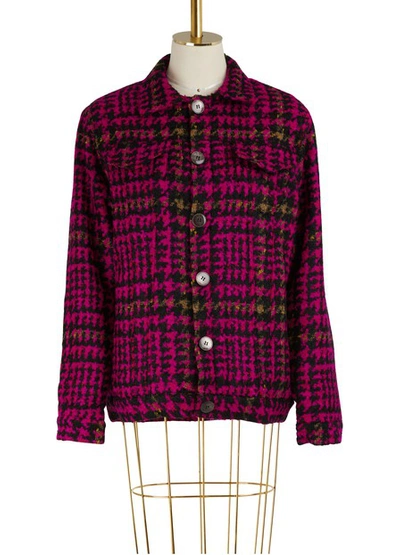 Shop Jour/né Houndstooth Jacket In Fushia