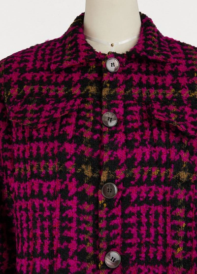 Shop Jour/né Houndstooth Jacket In Fushia