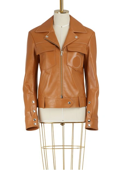 Shop Chloé Leather Jacket In Auburn Brown