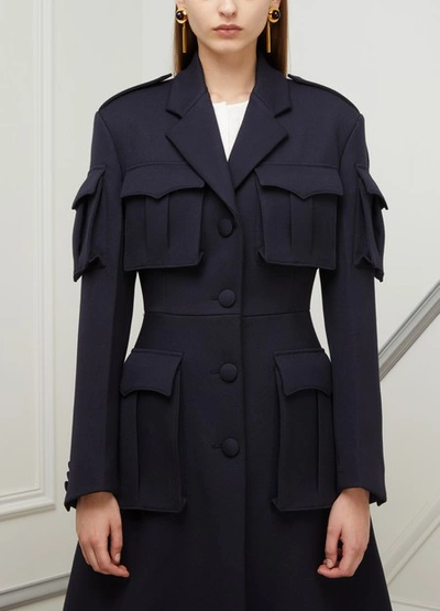 Shop Prada Cargo Coat In Navy