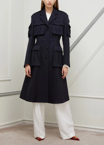 Shop Prada Cargo Coat In Navy