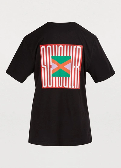 Shop Proenza Schouler Jersey T-shirt In 20591 Green/orange Large Flag