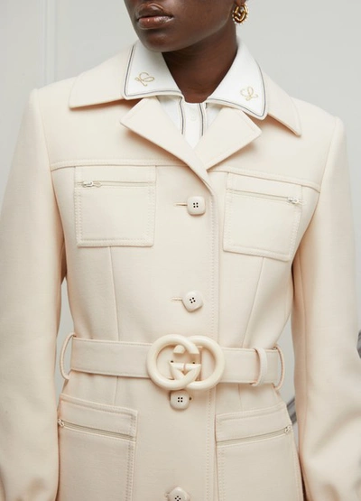 Shop Gucci Wool Coat In White