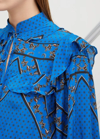 Shop Ganni Cloverdale Silk Skirt In Lapis Blue