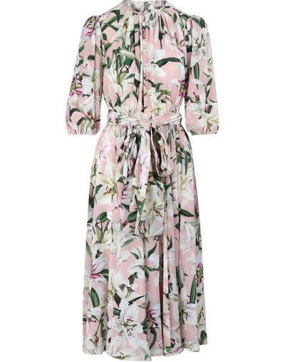 Shop Dolce & Gabbana Silk Midi-dress In Rosa