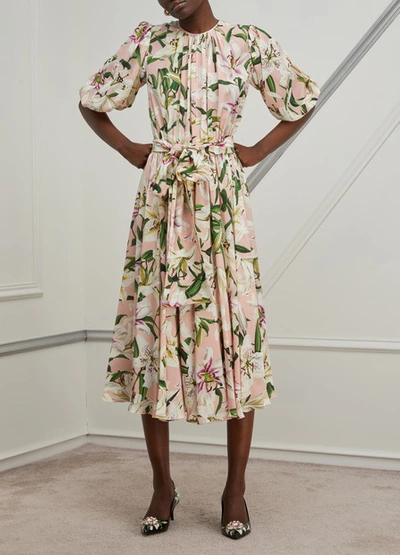 Shop Dolce & Gabbana Silk Midi-dress In Rosa
