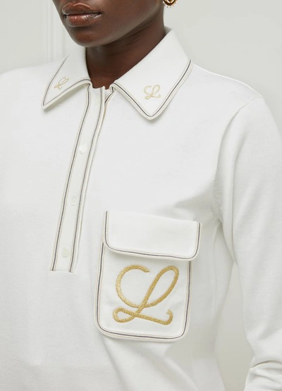 Shop Loewe Embroidered Polo Neck Jumper. In Écru