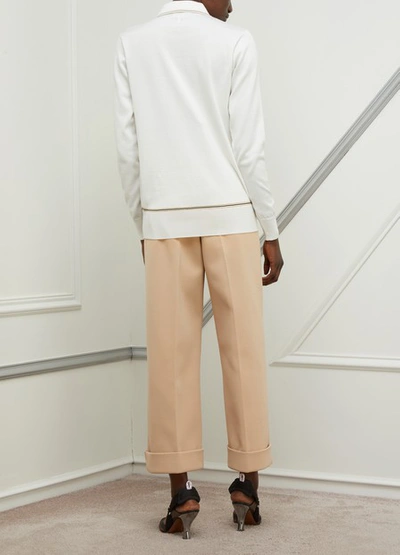Shop Loewe Embroidered Polo Neck Jumper. In Écru
