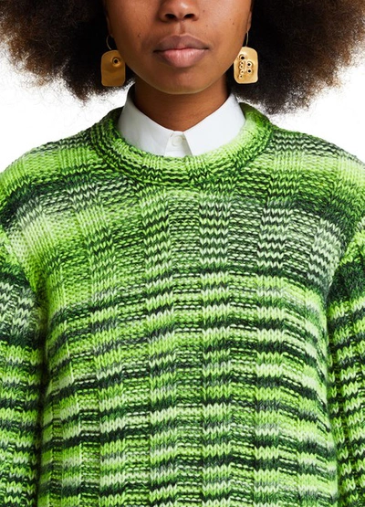 Ganni Neon Mélange Ribbed-knit Sweater In Green | ModeSens