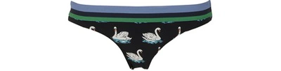 Shop Stella Mccartney Swan Bikini Bottoms In Black & White Swan