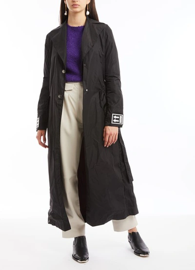 Shop Off-white Fitted Trench Coat In Black