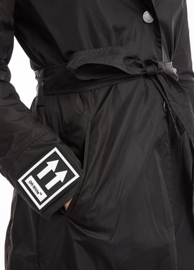 Shop Off-white Fitted Trench Coat In Black