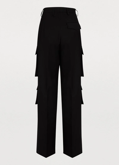 Shop Prada Cargo Trousers In Black