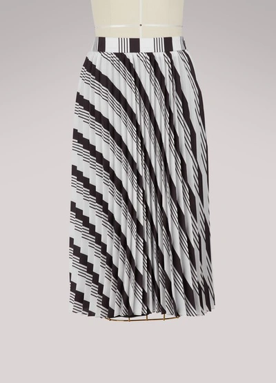 Shop Balenciaga Sunray Pleated Midi Skirt In Black / White