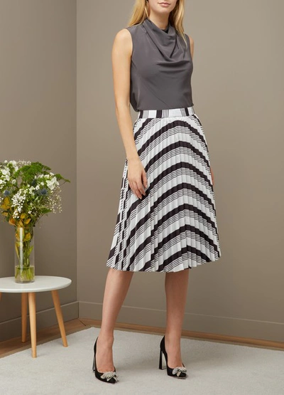 Shop Balenciaga Sunray Pleated Midi Skirt In Black / White