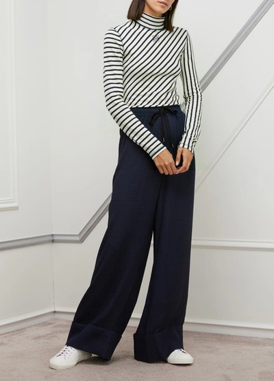 Shop Loewe Long-sleeved Striped Top In Navy / White