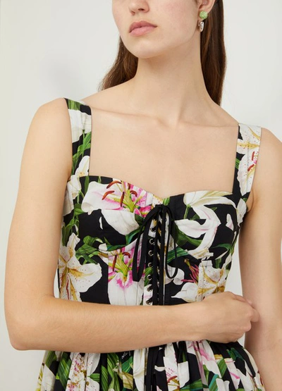 Shop Dolce & Gabbana Floral Print Dress In Nero