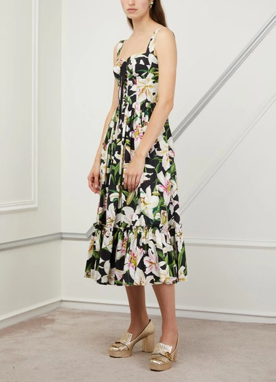 Shop Dolce & Gabbana Floral Print Dress In Nero