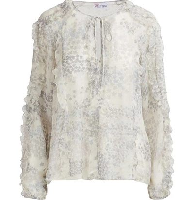 Shop Red Valentino Crepe De Chine Blouse In Grey Moon