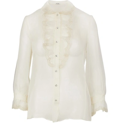 Shop Miu Miu Silk Shirt In Latte