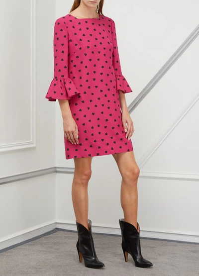 Shop Valentino Heart Printed Dress In Pink