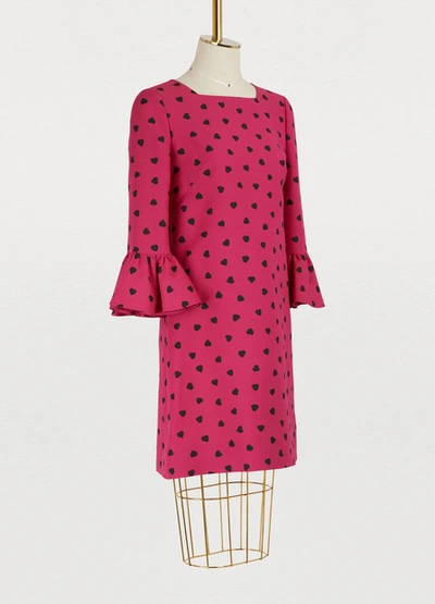 Shop Valentino Heart Printed Dress In Pink