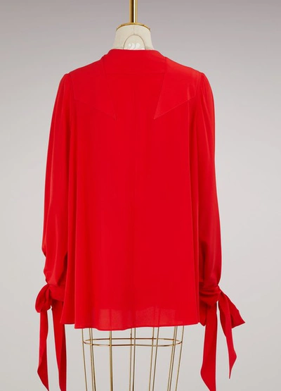 Shop Givenchy Long Sleeves Cr√™pe Blouse In Red