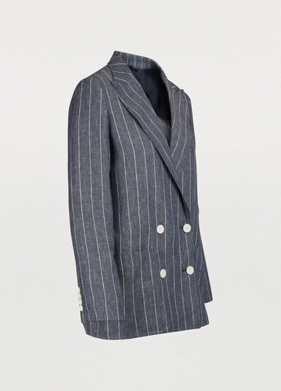 Shop Max Mara Bellico Linen Jacket In Ultramarine