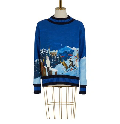 Shop Moncler Printed Sweater In Blue